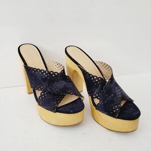 NEW Veronica Beard Gaynor Platform Sandals In Eclipse Navy Size 9.5